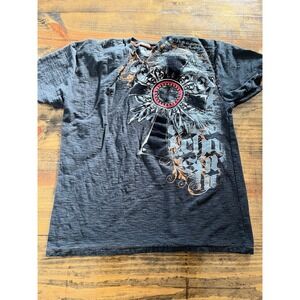 Chemistry T-Shirt Mens XL Black Winged Cross Graphic Crest Y2K Grunge Punk